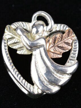 Coleman CCO Black Hills Gold Angel Heart Pendant Sterling Silver 12K Tri-Color